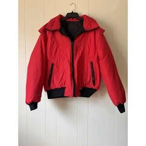 Vintage Tyrolia Red Ski Jacket Retro 90s Puffer Bomber YKK Zip